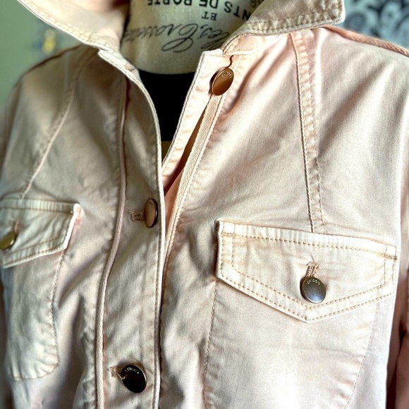 Chico’s pale pink safari style jacket with roll up sleeves and gold buttons - Picture 8 of 8